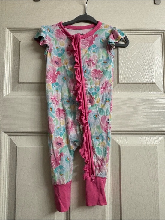 Birdie Bean Other - Birdie Bean Pink Bamboo Floral Ruffle-Front Kids One-Piece